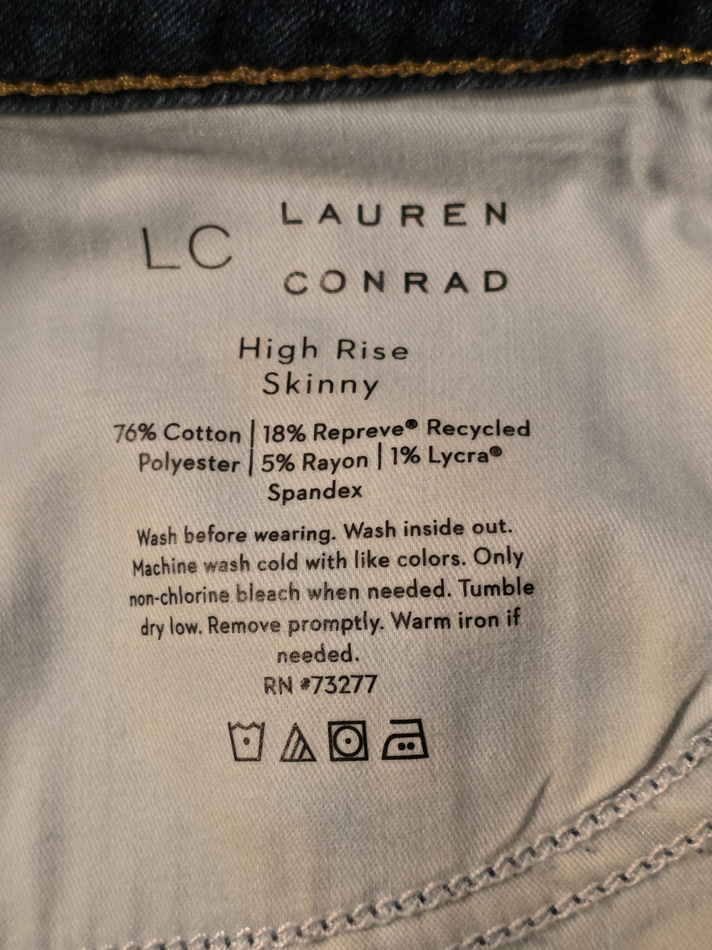 LC Lauren Conrad Dark Blue Denim Jeans Size 8 - Picture 3 of 4